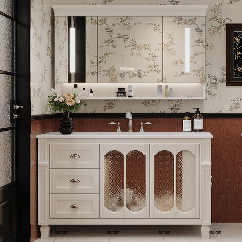 American retro style bathroom Vanity, 33.5" H x 63" W x 21.7" D, Off-white