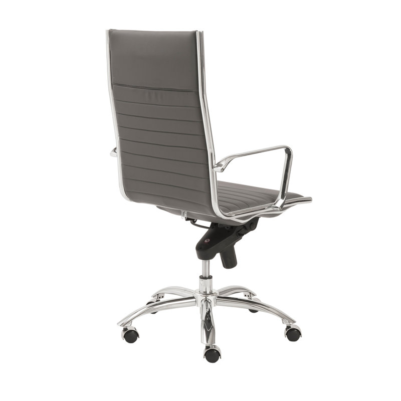 Naida Task Chair, Gray Faux Leather, Chrome