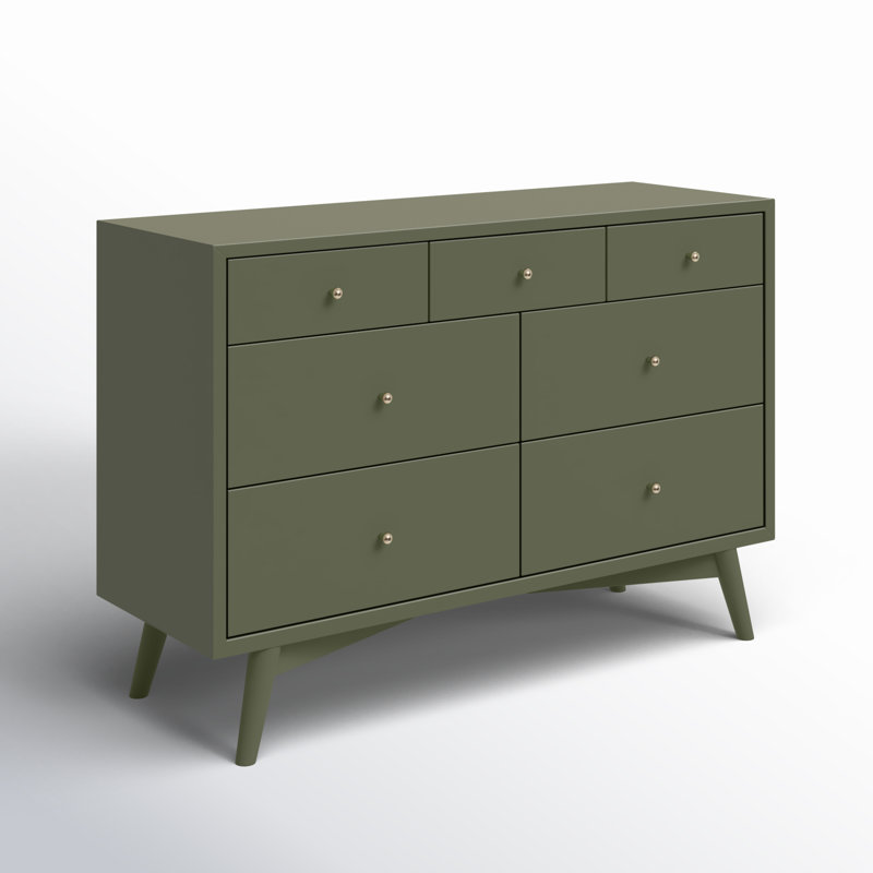 Palma 7-Drawer Assembled Double Dresser, Olive