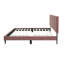 Lit simple réglable rose avec tête de lit à rainures, support en lin brossé, 12 supports, sans sommier, largeur 41 po