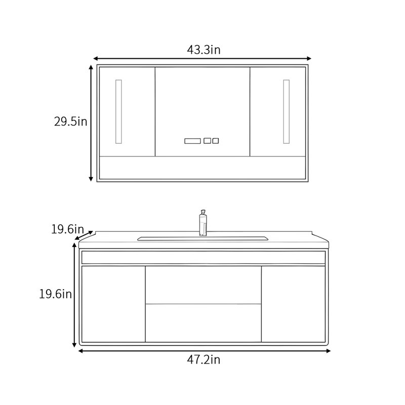 Retro light luxury style simple bathroom cabinet