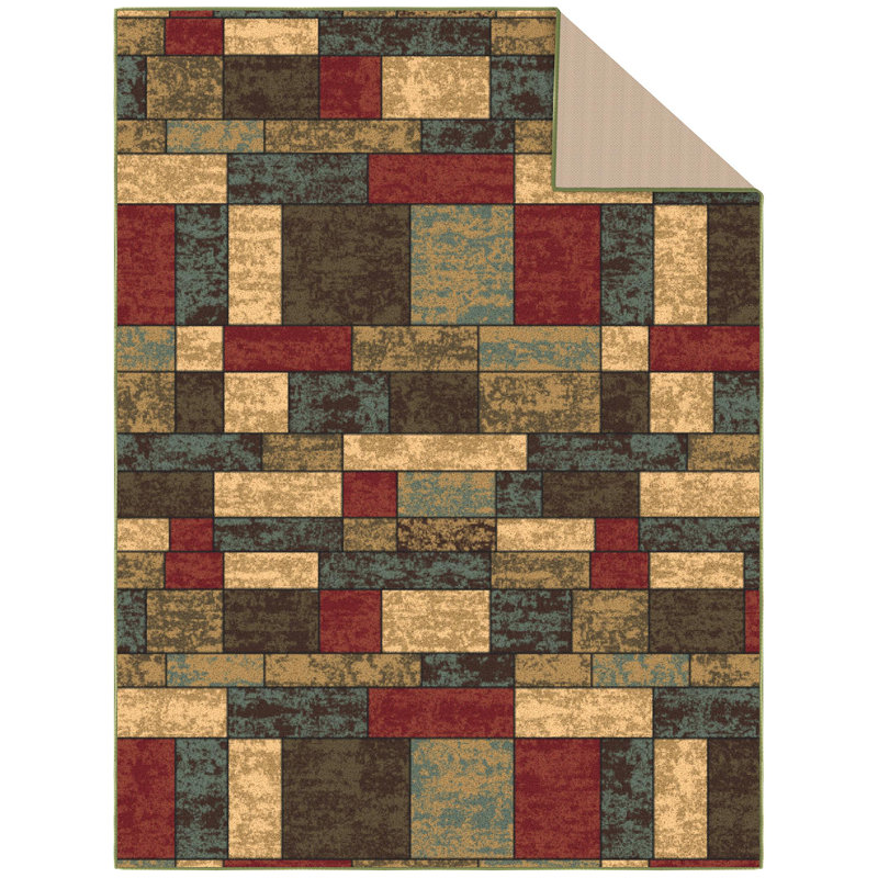 Multicolor Synthetic Non-Slip 5' x 6'6" Area Rug