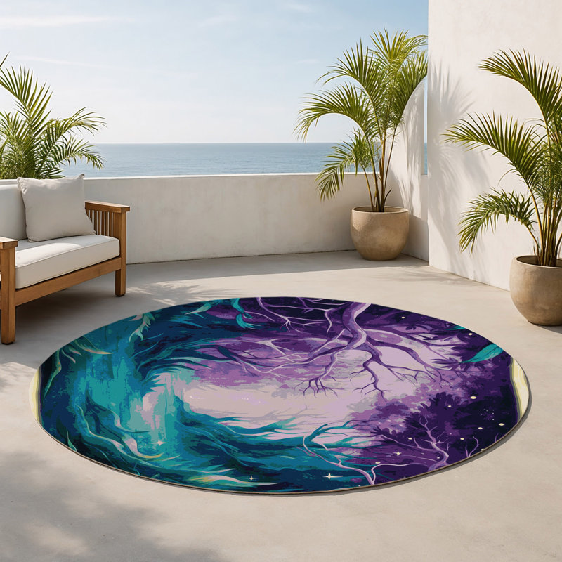 Tapis intérieur et extérieur Twilight Flora, Rond 5 pi