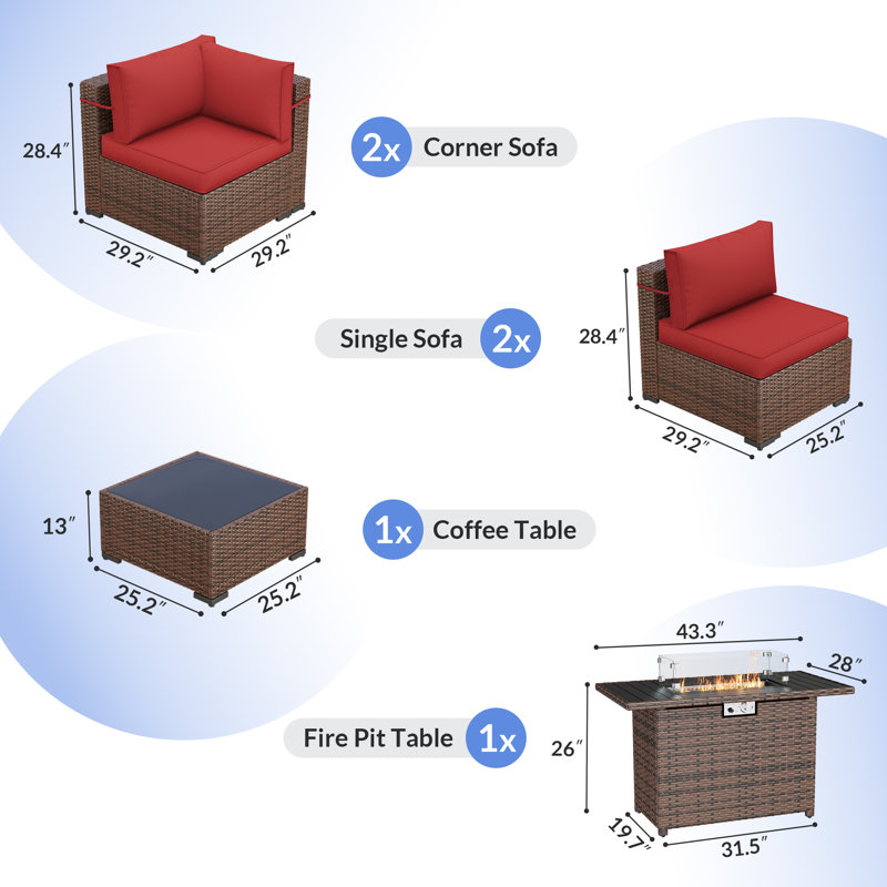 Ensemble de conversation modulaire en rotin Babak avec foyer et table basse, Bourgogne, 4