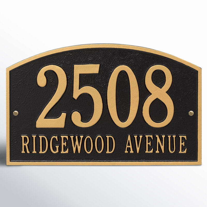 Legacy 2-Line Wall Address Plaque, Yes, Black / Gold