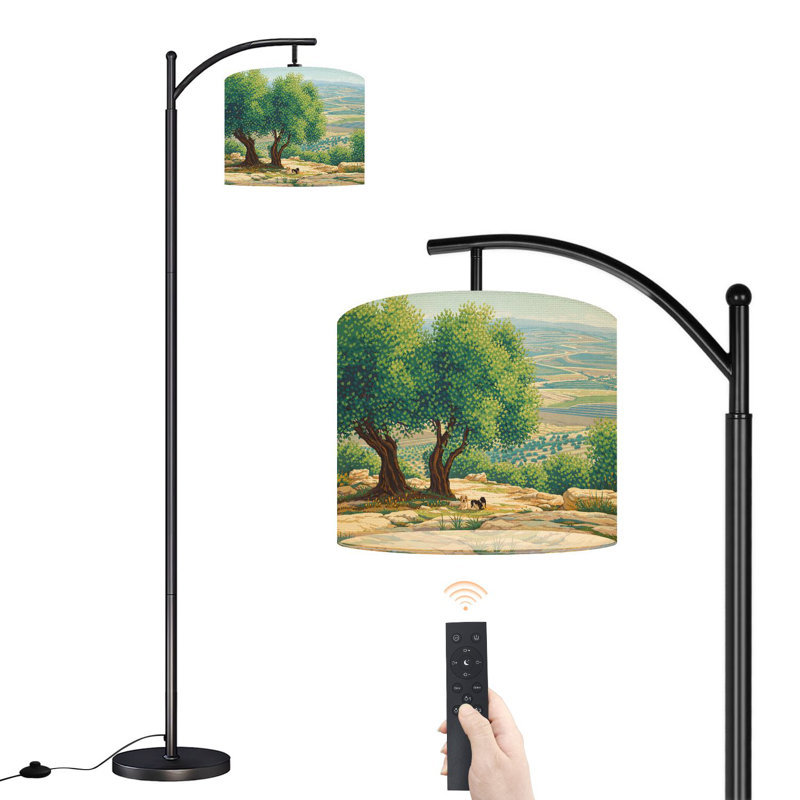Lampe sur pied à arc avec abat-jour réglable paysage oliviers lampe sur pied palines olives