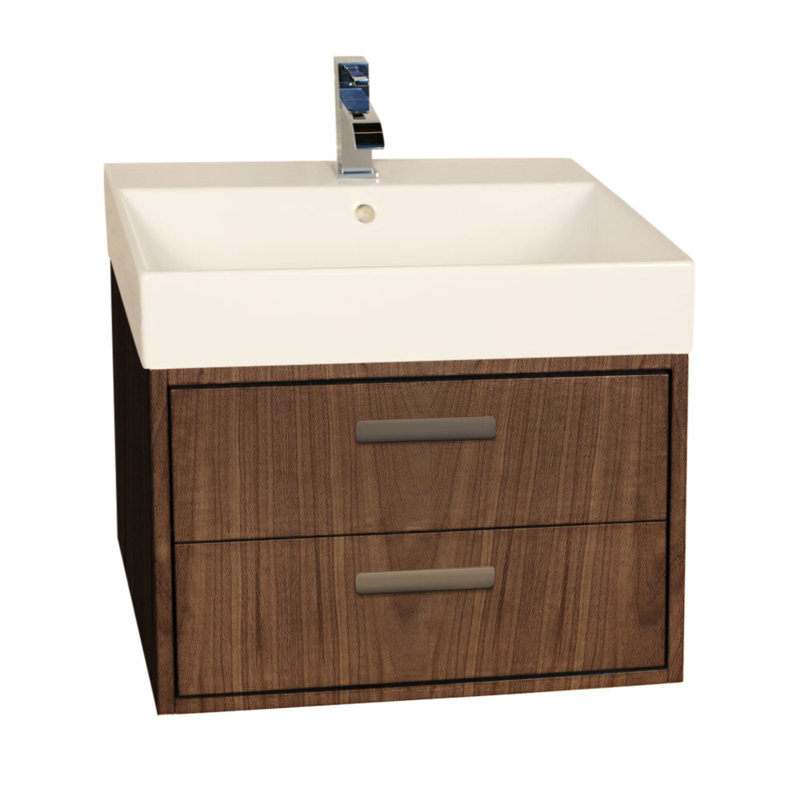 Aquasei 23.13 in. W Single Bathroom Vanity Base, Natural Walnut