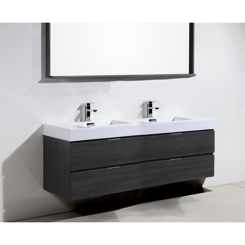 Ensemble de meuble-lavabo double 80 po Royka, Chêne gris