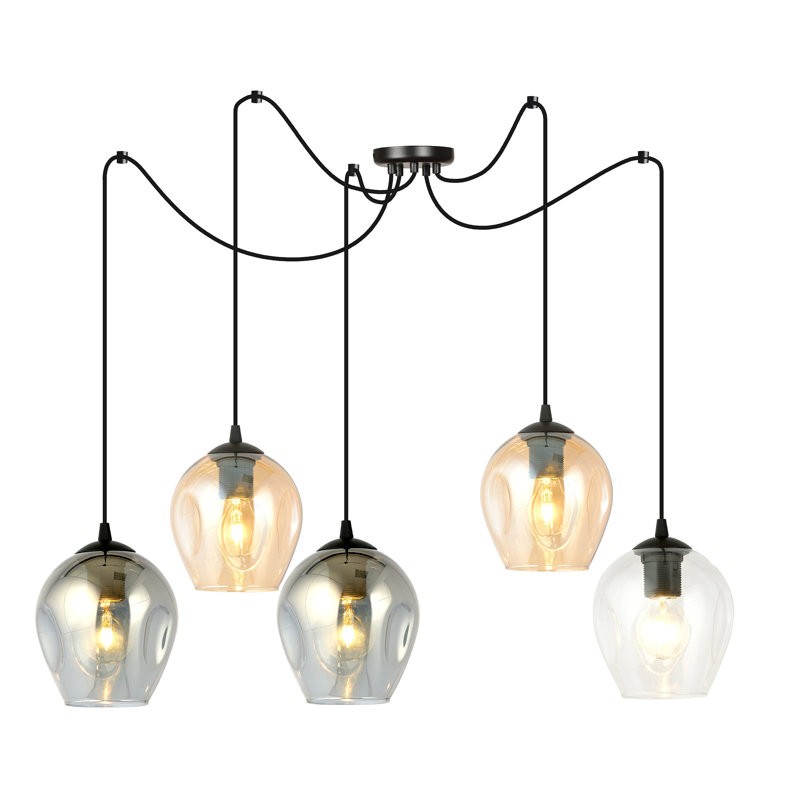 Cadge 5 - Light Black Cluster Pendant, Graphite/Amber/Transparent