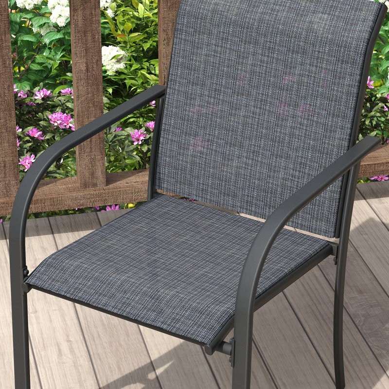 Chaise de salle à manger d'extérieur empilable en textilène, Gris