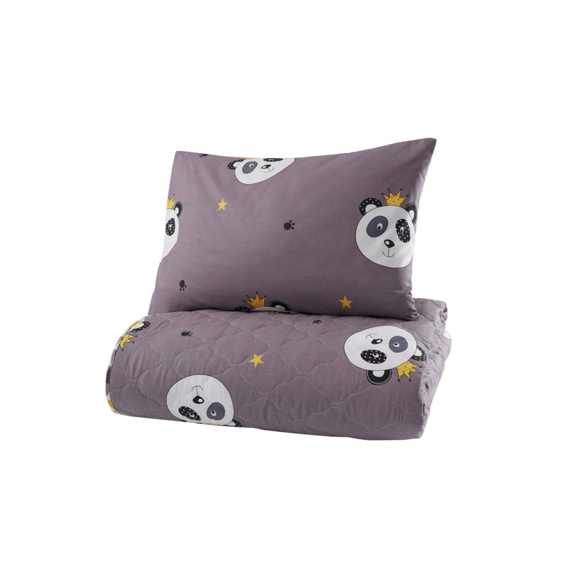 Ensemble de couvre-lit 100% coton gris pomme / blanc / noir, Couvre-lit 94 po x 89 po