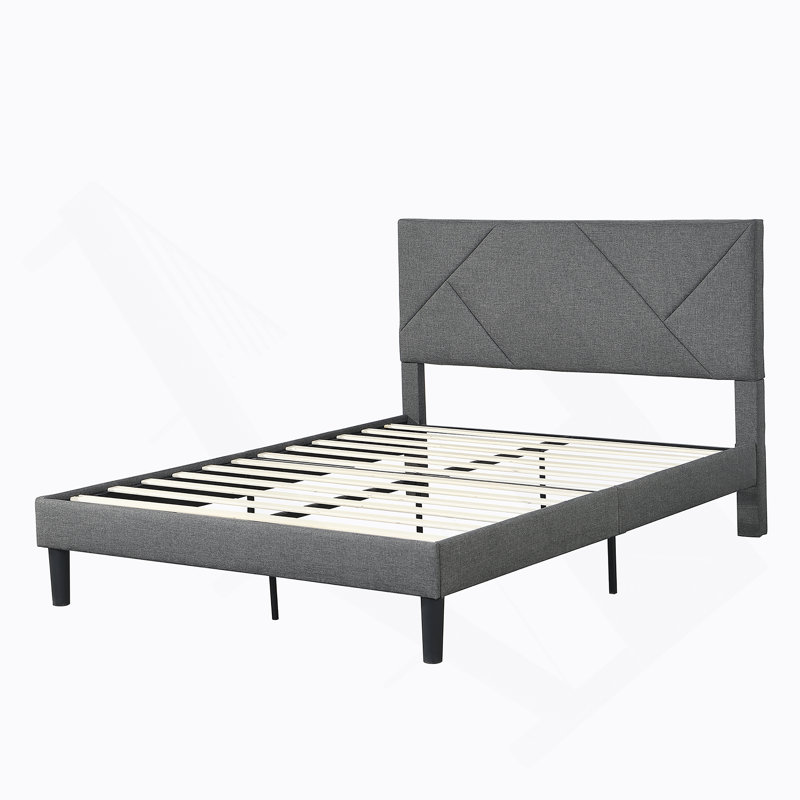 Structure de lit plateforme tapissier, support en lattes de bois, assemblage facile