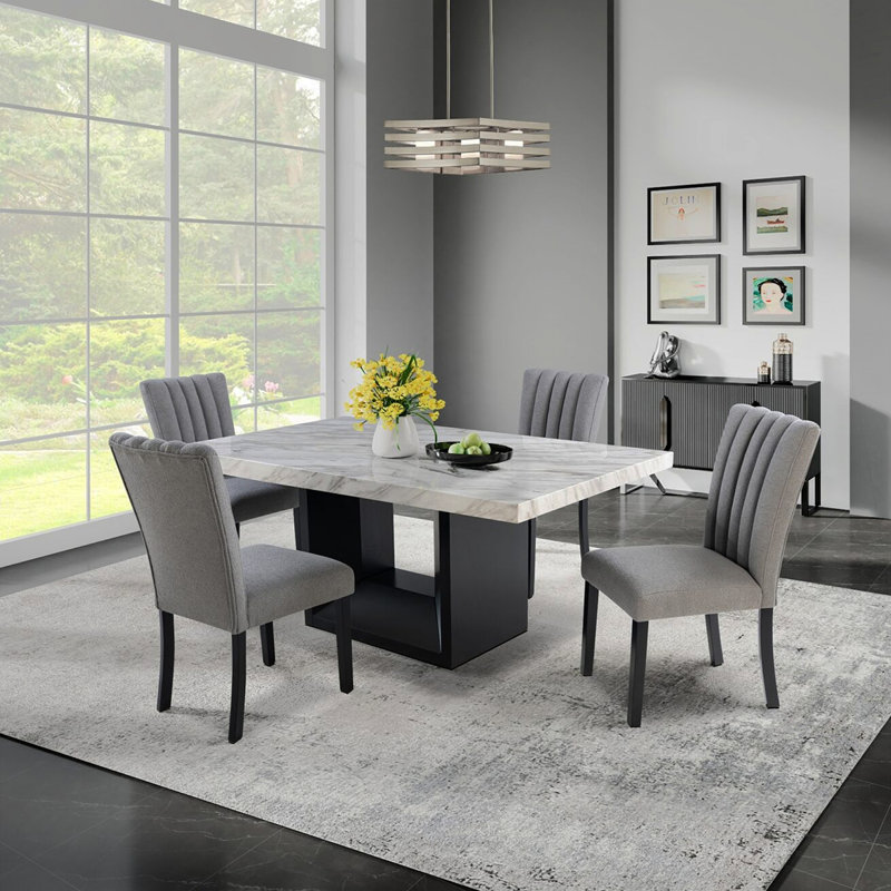 Ensemble de table à manger 5 pièces Sheena noir avec chaises grises