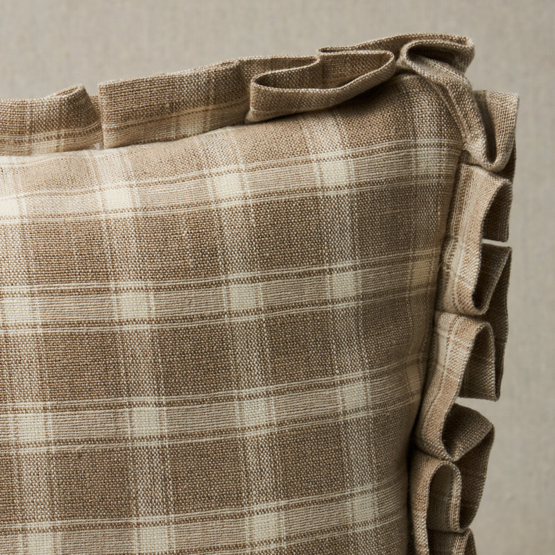 Crawford Check Pillow, Flax, 18" x 12"