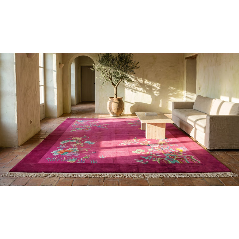 Tapis antique en laine Art déco chinois
