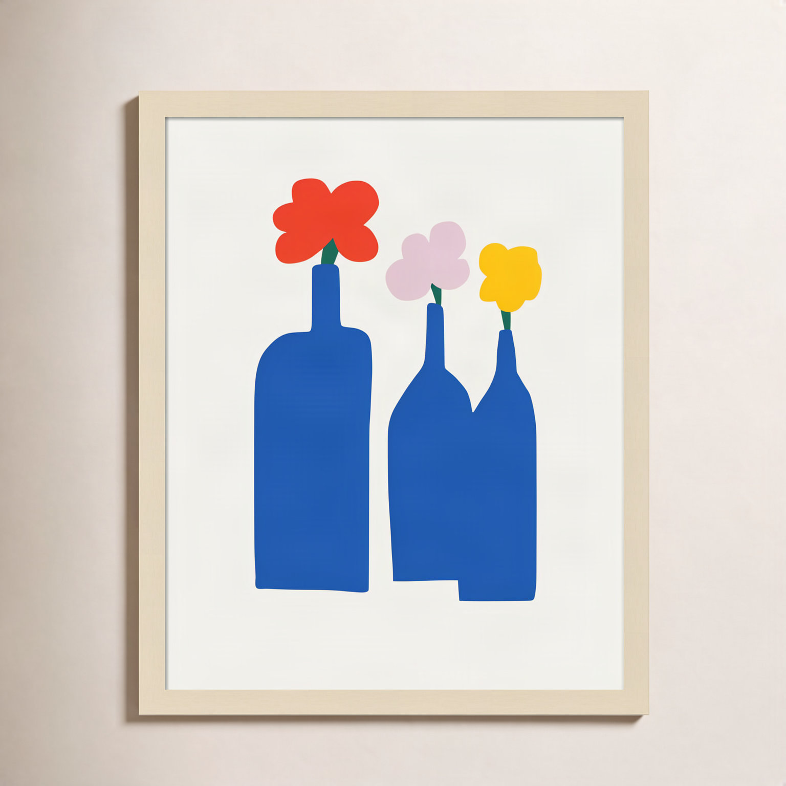 Blue Bottle Vase Print by Little Dean, Brown, 21" H x 17" W