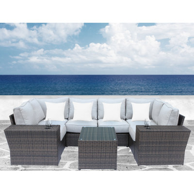 Winsford Wicker Fully Assembled 4 - Person Seating Group with Cushions