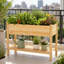 Lit de jardin surélevé en bois à 2 niveaux avec tablette de rangement