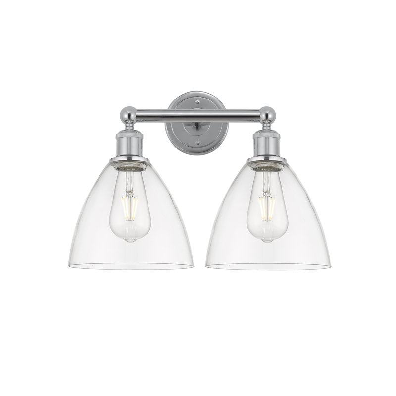 Éclairage pour meuble-lavabo en verre 2 lumières 16,5 pouces Alorah, Transparent, Chrome poli