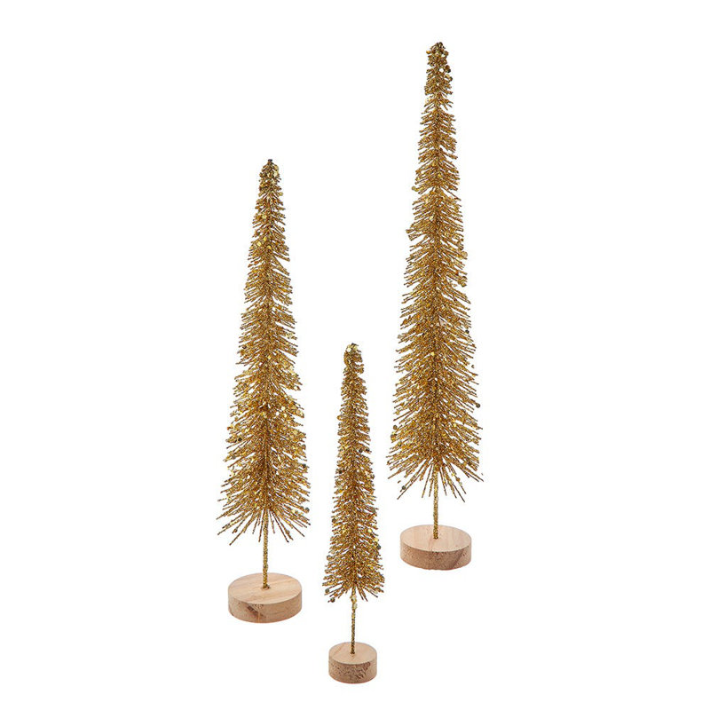 Kurt Adler Gold Glittered Miniature Tree Set, Gold