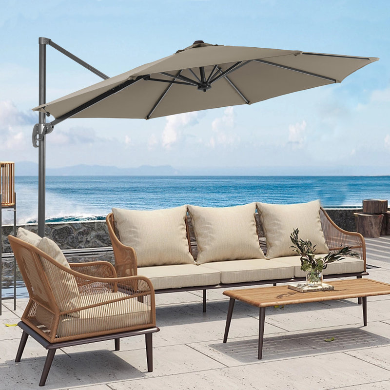 Parasol en porte-à-faux 132,1 po Sabaha, Taupe