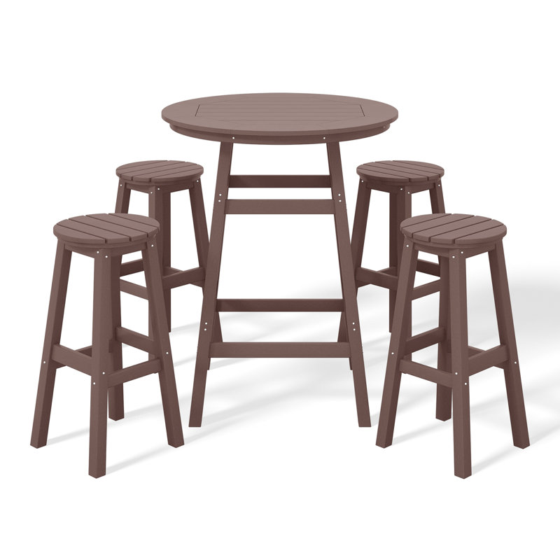 Laguna 5-Piece Round Bar Set, Dark Brown