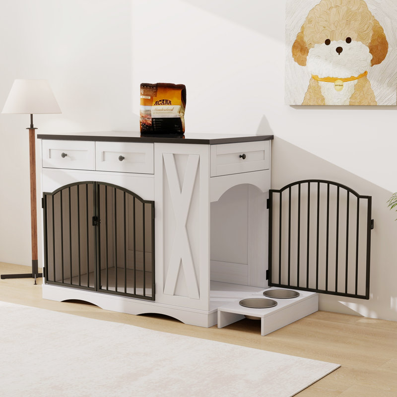 Meuble pour chien 43,3 "Farmhouse, Blanc/Noir