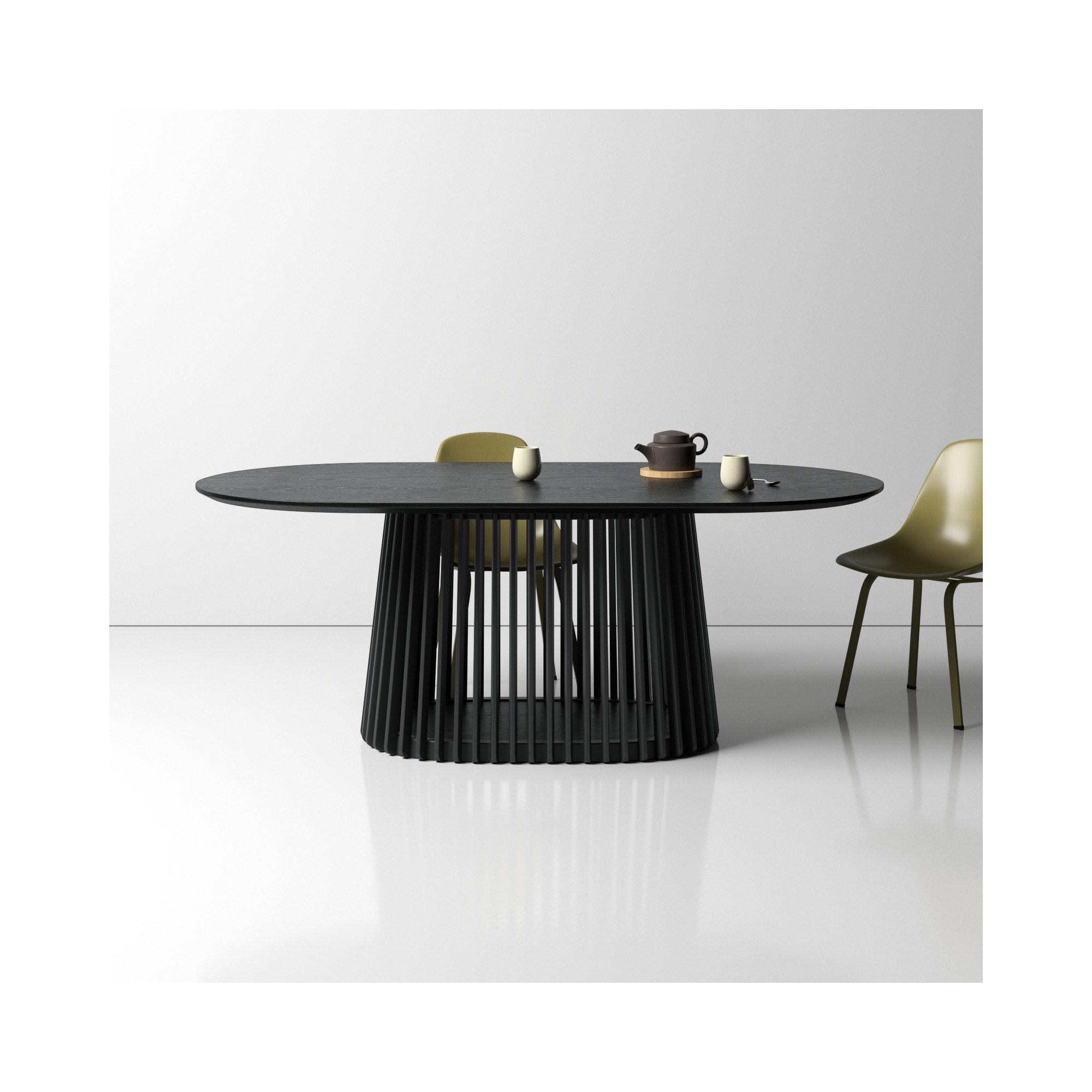 Burgal 79'' Oval Dining Table, Black