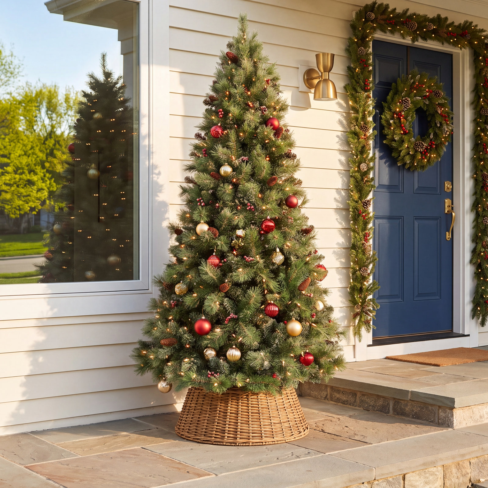 7.6' Pre-Lit Pine Christmas Tree