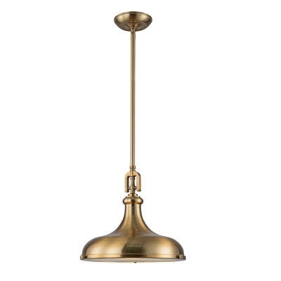 14'' Transitional 1-light Satin Brass Pendant Light With Frosted Glass Shade For Kitchen Island Or Dining Room