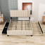 Grand lit plateforme tapissier Malenna avec 2 tiroirs, tête de lit et lit gigogne simple TG-764471558