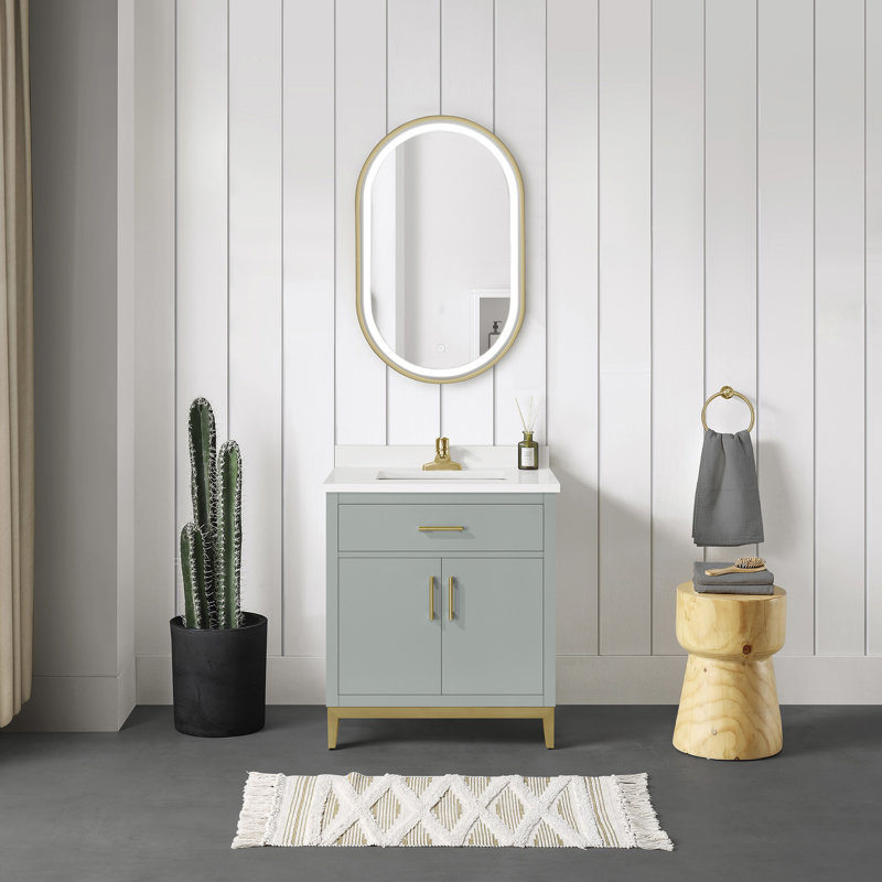 OVE Decors Diya 30-in Single Sink Bathroom Vanity with Engineered Marble Top, Sage Green