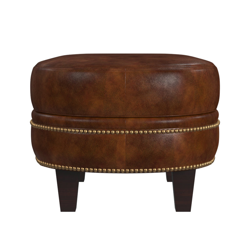 Richardson Oval Ottoman, Natural Brass with Turned Leg