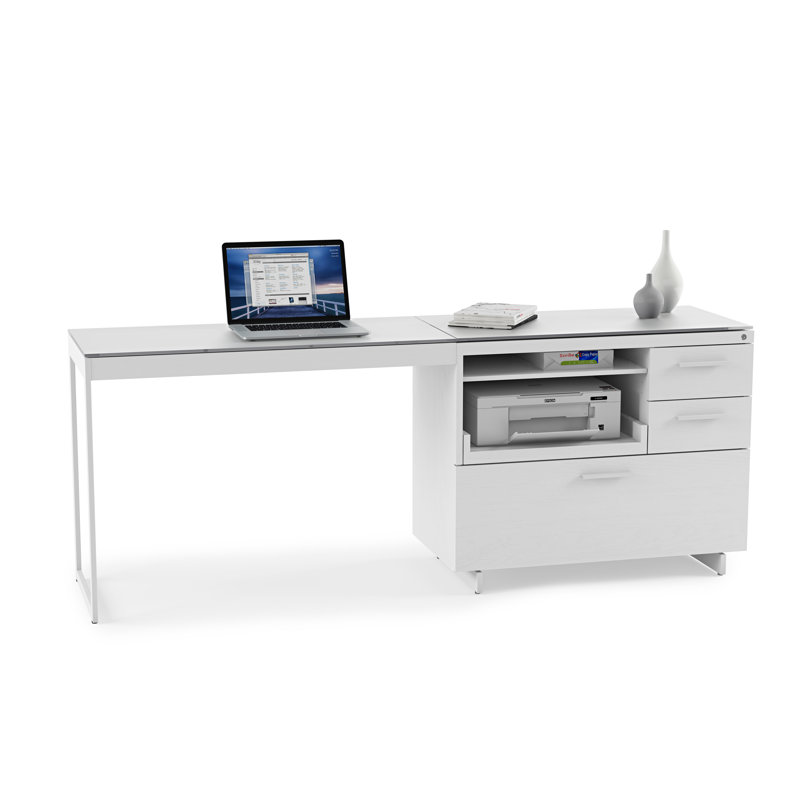 Satin White and Grey 3-Drawer Lockable Mobile Pedestal