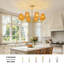 Lustre 8 lumières à intensité variable moderne avec abat-jour en rotin-138481217