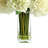 Delphinium, Hydrangea and Fern Floral Arrangement in Tall Glass Vase