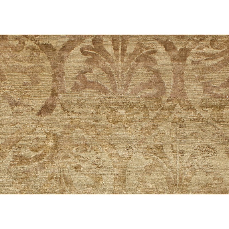 Hand Knotted Floral Area Rug in Beige, Rectangle 6' x 9'