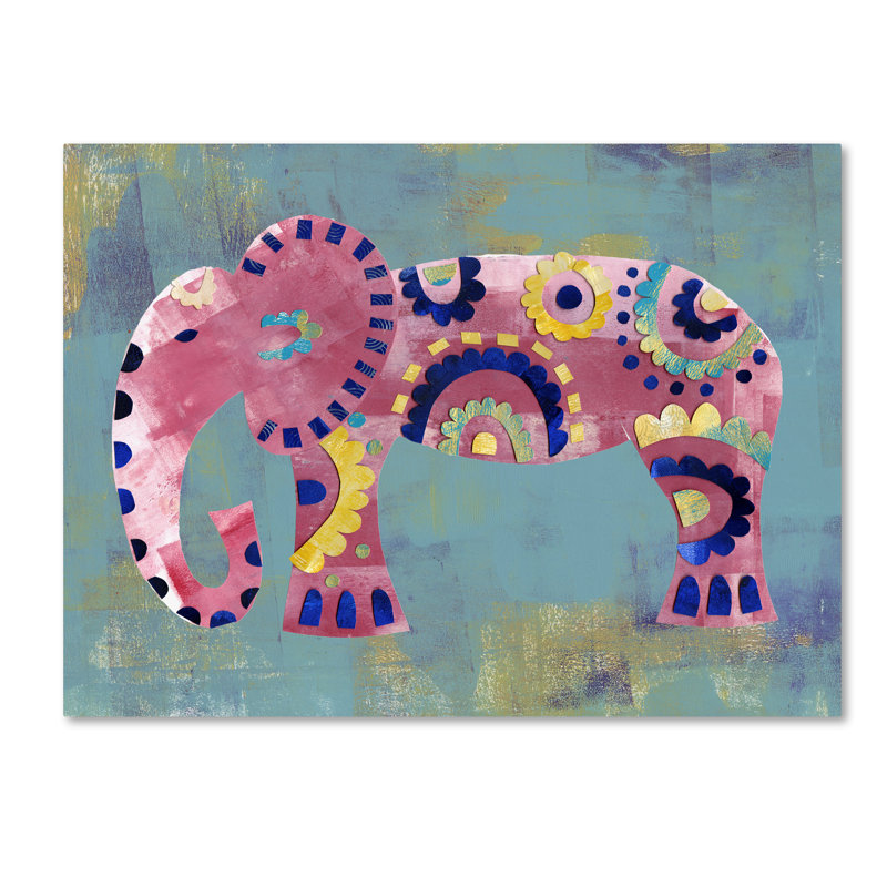 « boho éléphant 4 », reproduction d’impression sur toile tendue, H 24 po x l 32 po x P 2 po