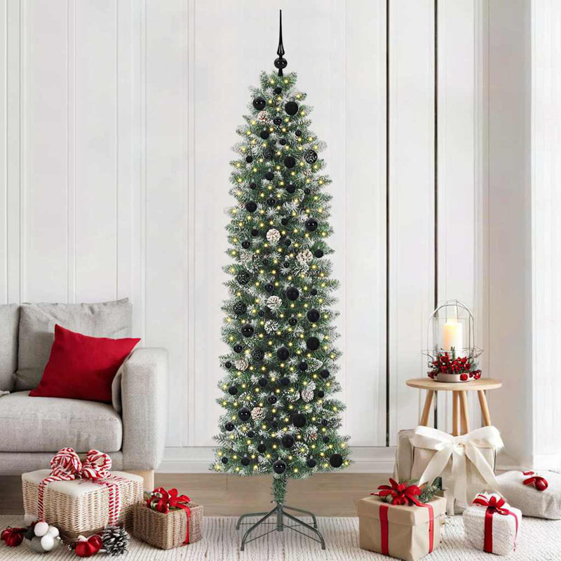 Artificial Slim Christmas Tree, Black, 6.89' H