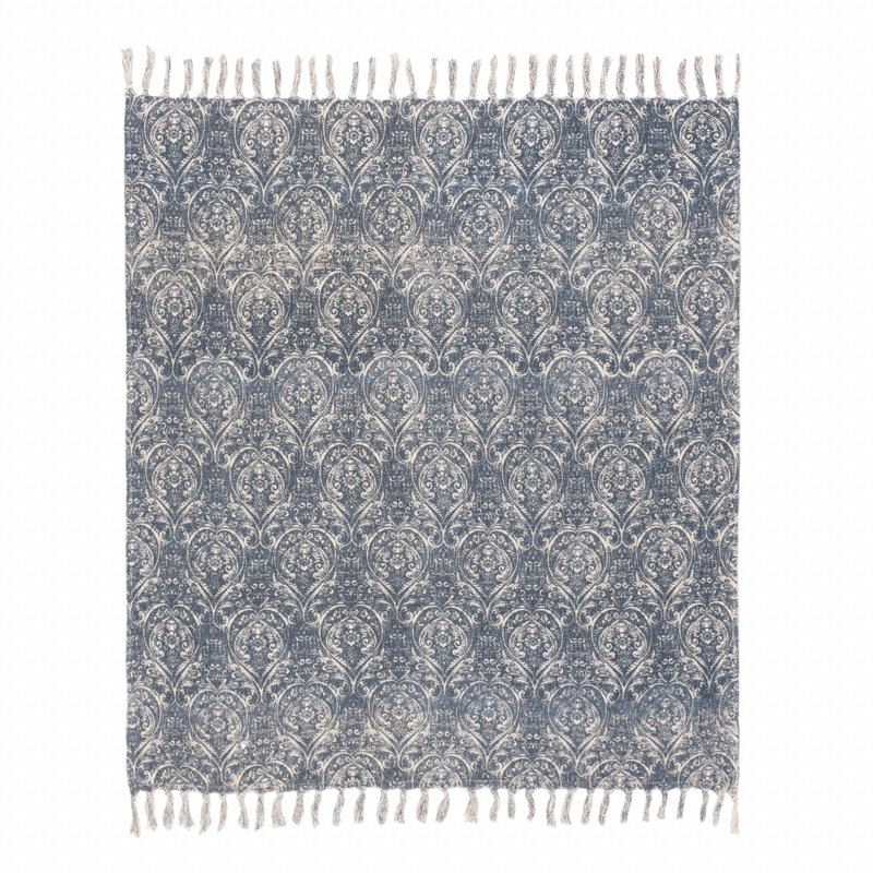 Durelle Throw Machine Woven Throw Blanket, Blue