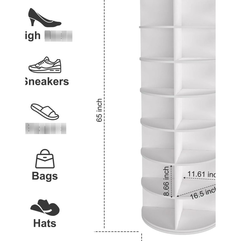 Range-chaussures blanc à 7 niveaux - 360 rotatif pour la gestion avec fonction de rotation - Blanc économise de l'espace avec style