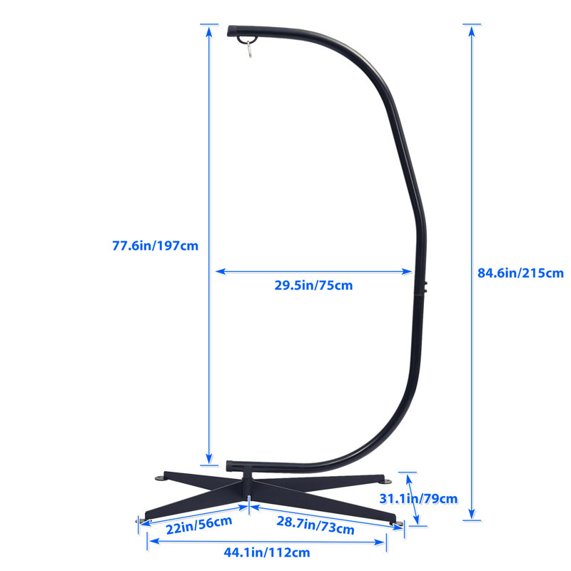 Support de hamac seulement - support en C en métal pour chaise hamac suspendue, balancelle - utilisation intérieure ou extérieure - capacité durable de 300 livres, noir