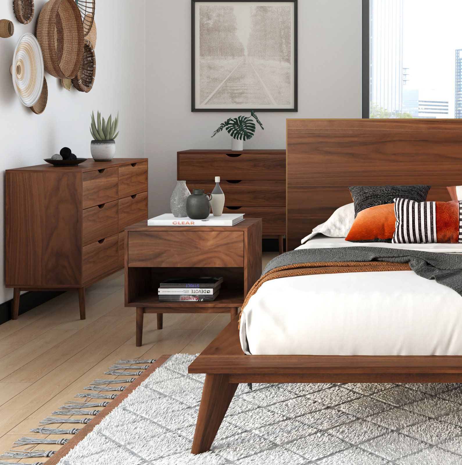 Indra 6 - Drawer Dresser, Walnut