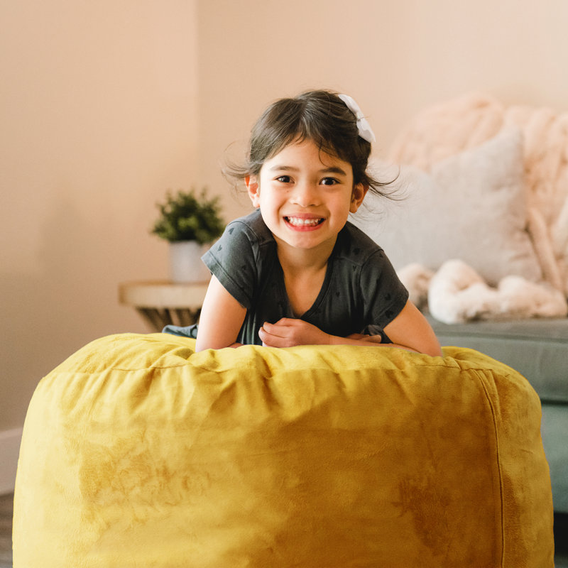 Big Joe Foam Filled Bean Bag Chair with Soft Removeable Cover, Mustard Polyester, 2.5 foot