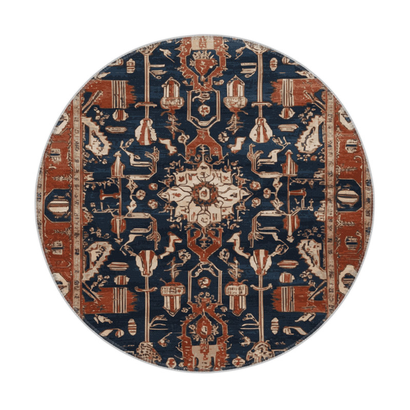Tapis d'intérieur et d'extérieur brun Persian, Rond 5 pi