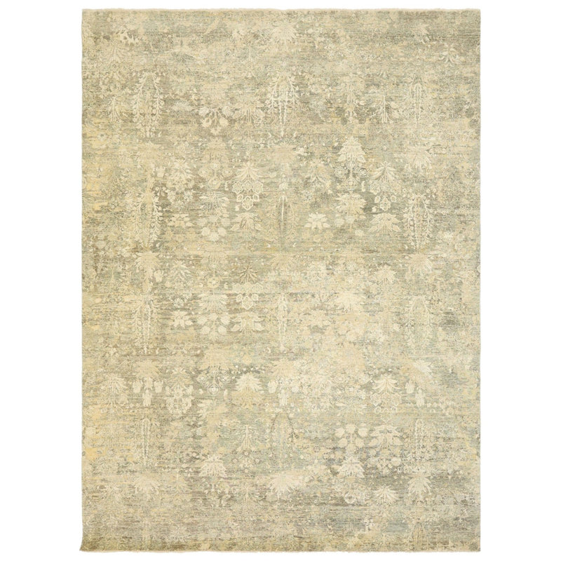 New Indian Moghul Shrub Wool And Metallic On Cotton 9Ftx11ft11in Sage