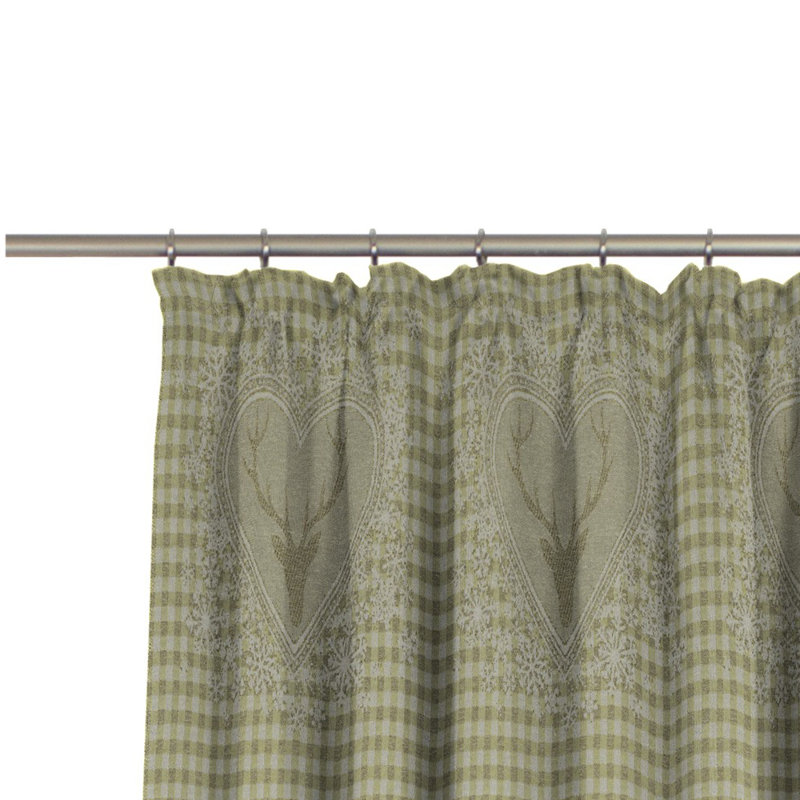 Devos Pencil Pleat Single Curtain, Opaque, 132cm Width x 225cm Drop, Green/Grey