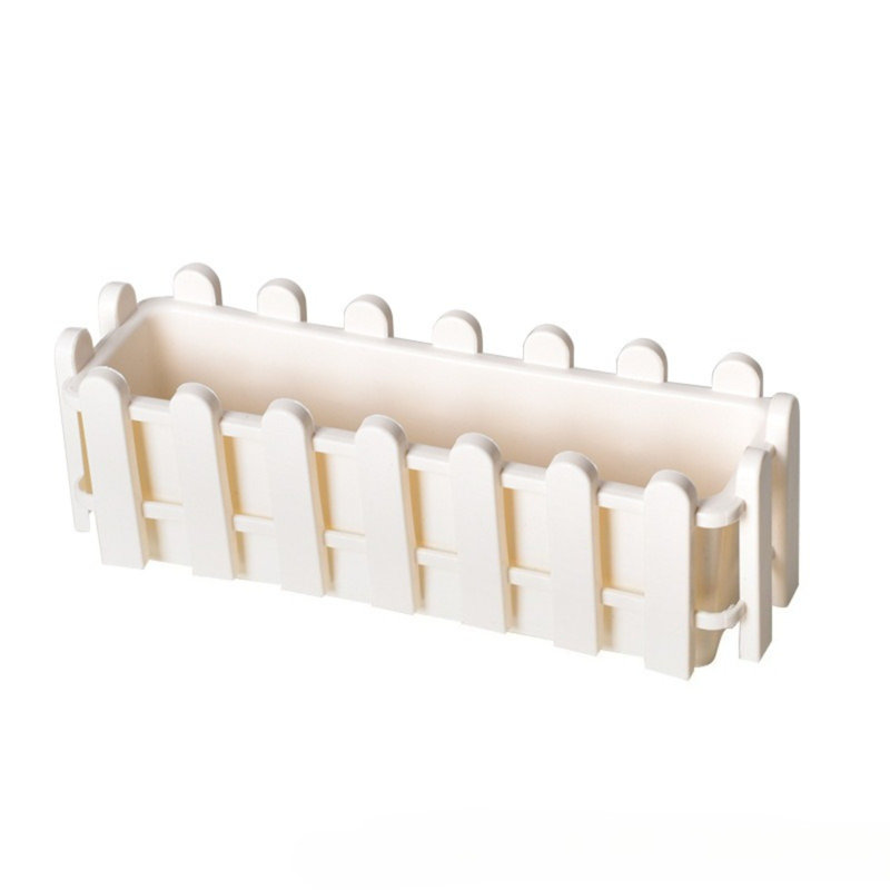 3Pcs Classic Picket Fence Planter Boxes Rectangular Planters Window Box Design For Outdoor Plants