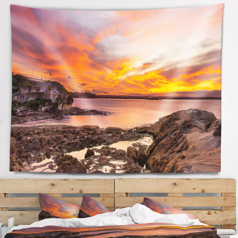 Tapisserie avec vue panoramique sur la mer, H 32 po x l 39 po