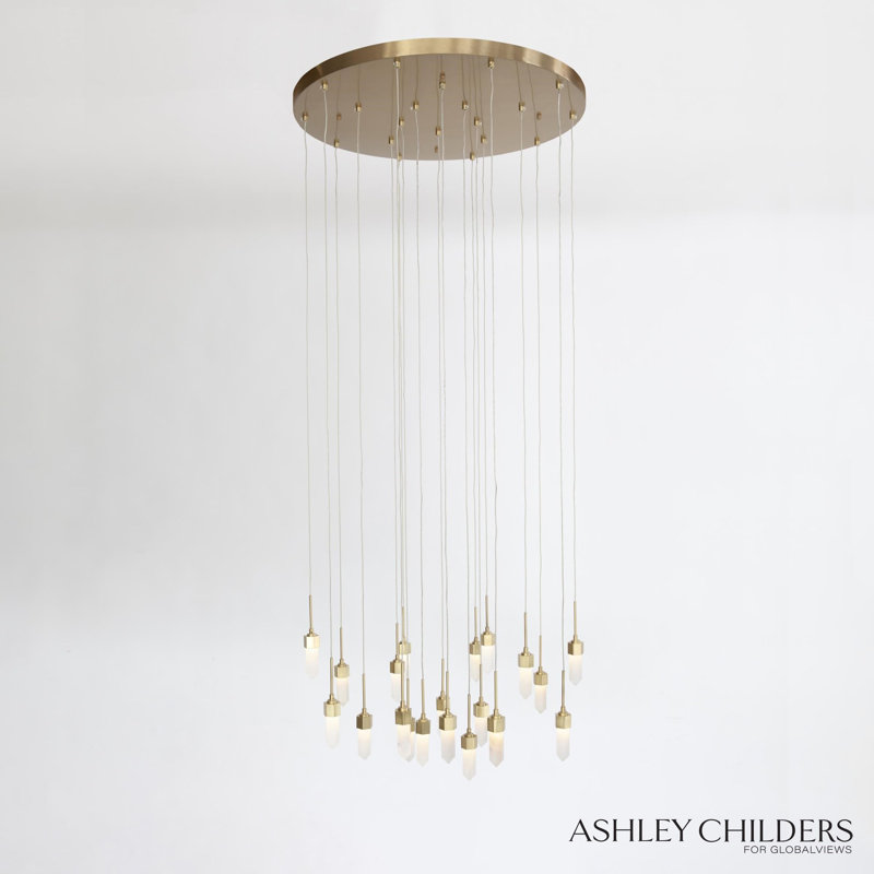 Leo Chandelier-20 Drop Round-Satin Brass-Drop, 125" H x 25.75" W x 25.75" D